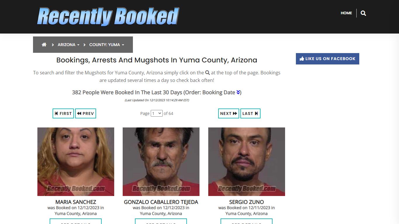 Recent bookings, Arrests, Mugshots in Yuma County, Arizona